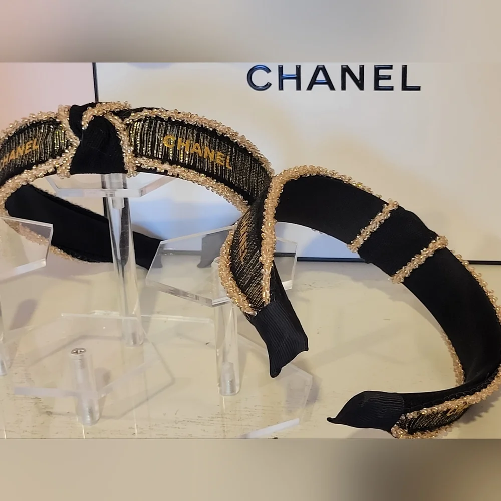 Chanel Holiday Gold/Black Shimmer Ribbon,unbranded headband - Picture 4 of 6
